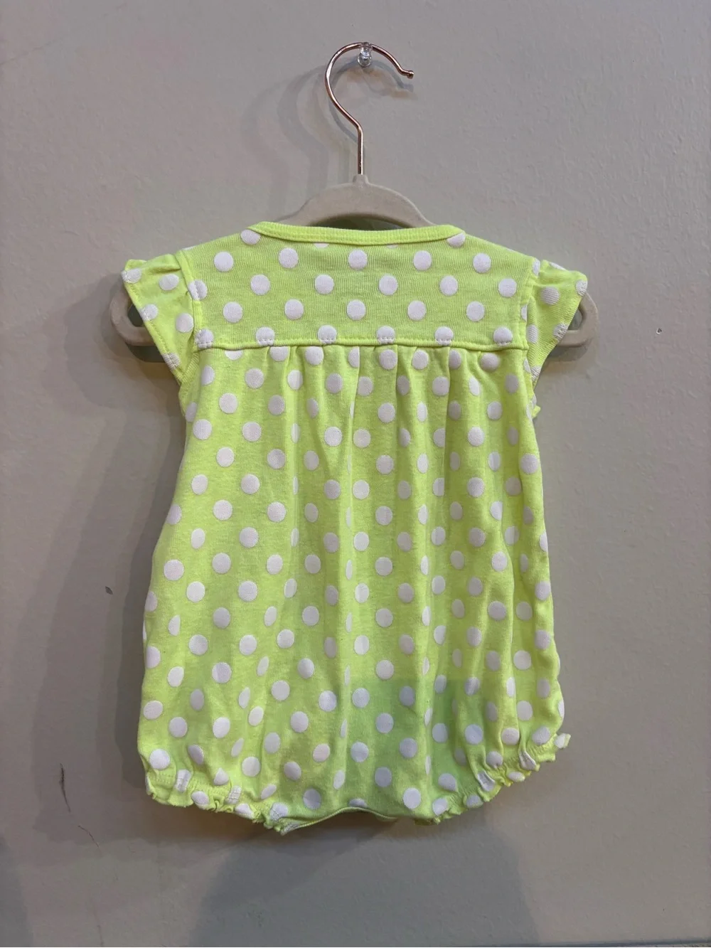Carter's Lime Green Polka Dot Baby Romper with Pink Whale